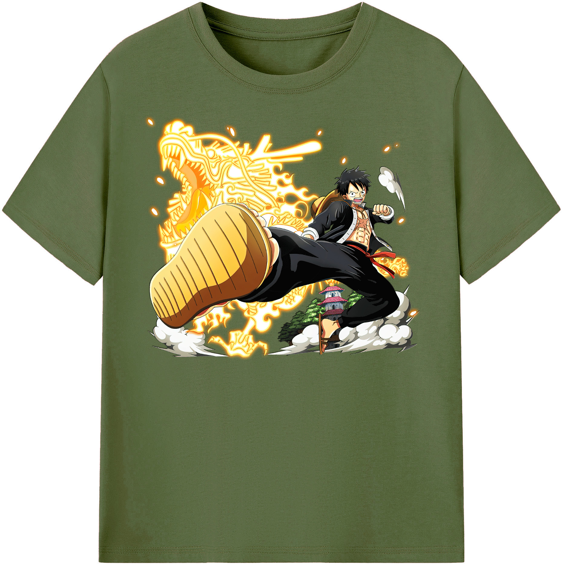 ワンピース モンキー・D・ルフィ ONE PIECE Monkey D. Luffy 綿100％半袖Tシャツ（フロントプリント）